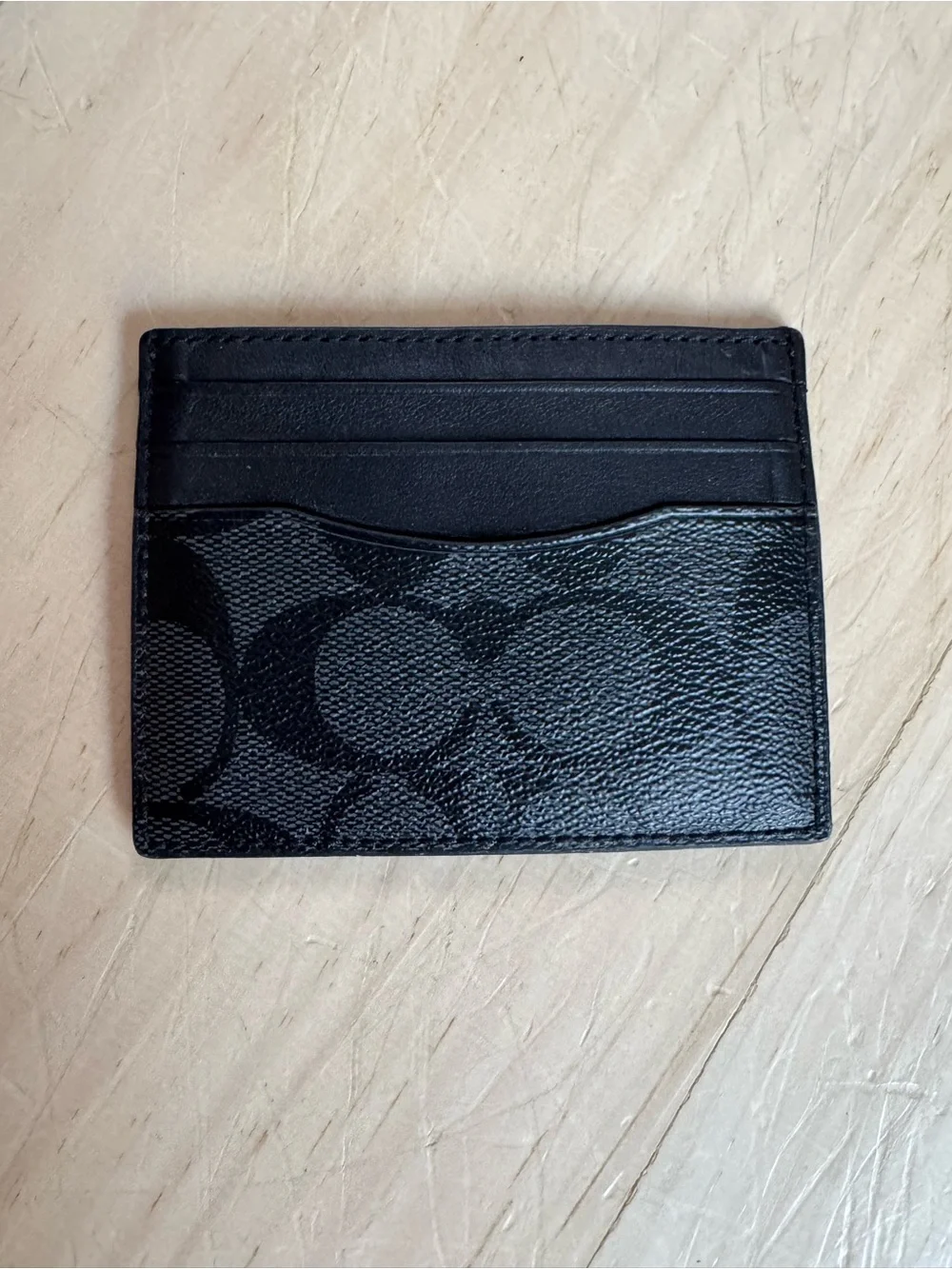 Coach Black Signature Canvas Leather Card Holder